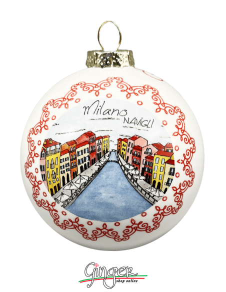 Addobbi Palla di Natale - Città d'Italia: Milano - 80 mm