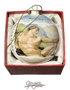 Addobbi Palla di Natale - La Creazione di Adamo (di Michelangelo) - 80 mm