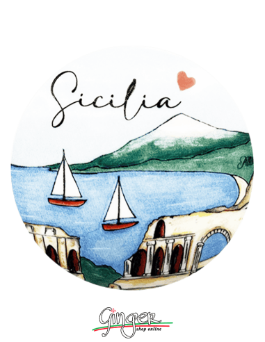 Addobbi Palla di Natale - Città d'Italia: Sicilia Taormina e Palermo - 80 mm