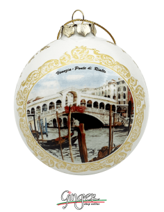 Addobbi Palla di Natale - Venezia: Ponte di Rialto, San Marco e Gondola 80 mm 2