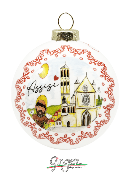 Addobbi Palla di Natale - Città d'Italia: Assisi - 80 mm