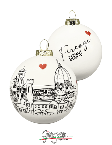 Addobbi Palla di Natale - Città d'Italia: Firenze B&N - 80 mm