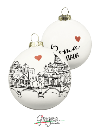 Addobbi Palla di Natale - Città d'Italia: Roma B&N - 80 mm