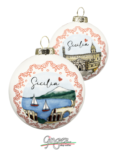 Christmas Ornaments - Cities of Italy: Sicily Taormina and Palermo - 80 mm (3.14")