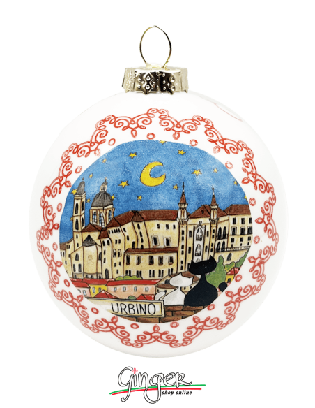 Addobbi Palla di Natale - Città d'Italia: Urbino - 80 mm