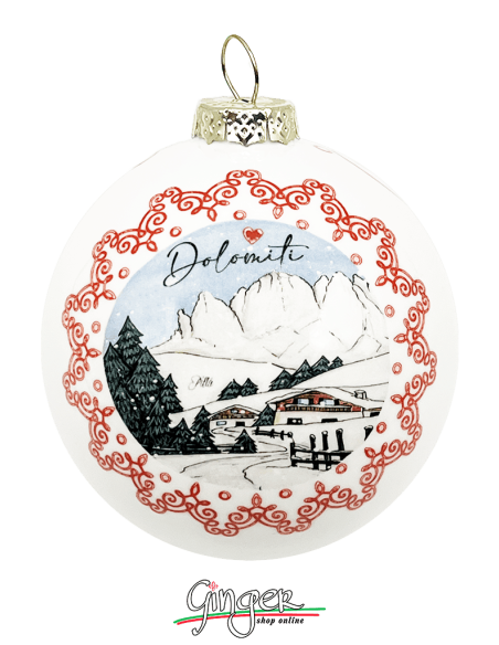 Addobbi Palla di Natale - Città d'Italia: Cortina Dolomiti - 80 mm