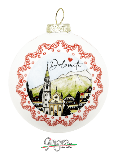 Addobbi Palla di Natale - Città d'Italia: Cortina Dolomiti - 80 mm
