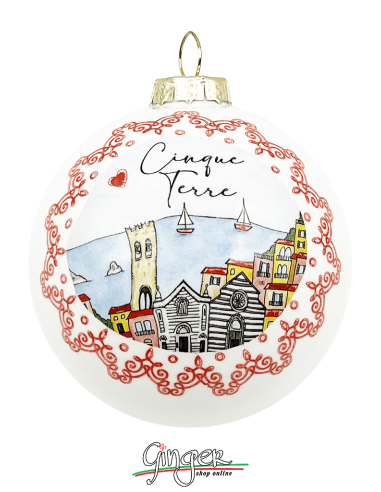 Addobbi Palla di Natale - Città d'Italia: Genova e le Cinque Terre - 80 mm