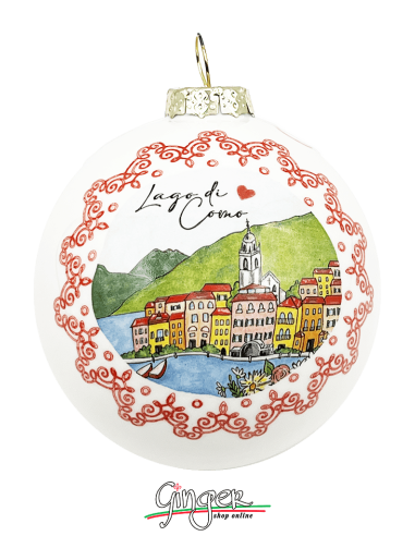 Addobbi Palla di Natale - Città d'Italia: Lago di Como - 80 mm