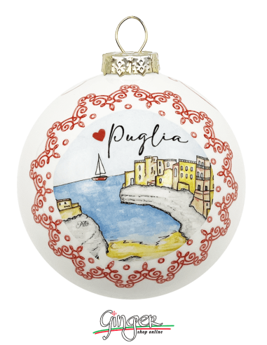 Addobbi Palla di Natale - Città d'Italia: Puglia e Alberobello- 80 mm