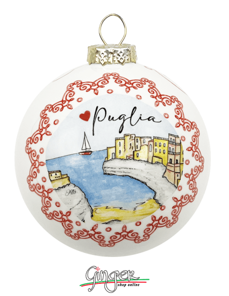 Addobbi Palla di Natale - Città d'Italia: Puglia e Alberobello- 80 mm