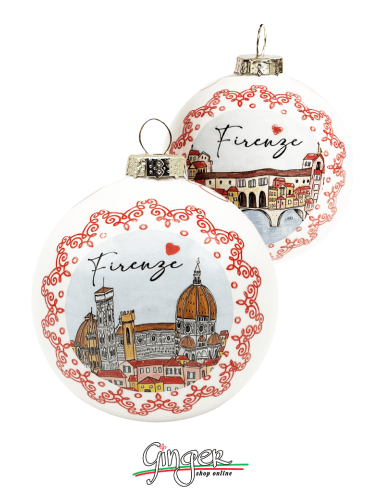 Addobbi Palla di Natale - Città d'Italia: Firenze Duomo e Ponte Vecchio - 80 mm