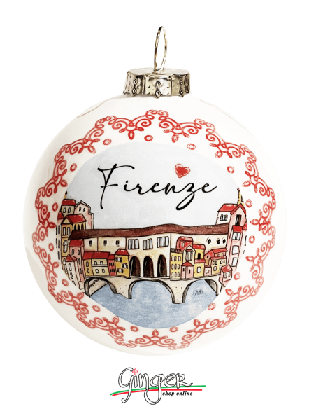 Addobbi Palla di Natale - Città d'Italia: Firenze Duomo e Ponte Vecchio - 80 mm