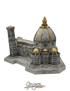 Duomo di Firenze dipinto a mano (Bianco e Oro) - base 10x15 cm 2